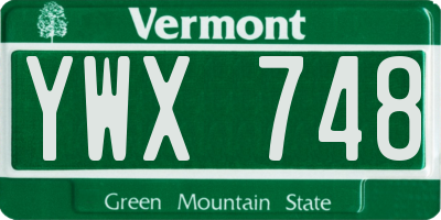 VT license plate YWX748