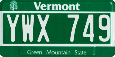 VT license plate YWX749