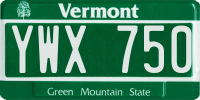 VT license plate YWX750