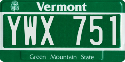VT license plate YWX751