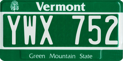 VT license plate YWX752