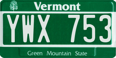 VT license plate YWX753