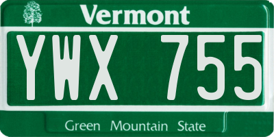 VT license plate YWX755