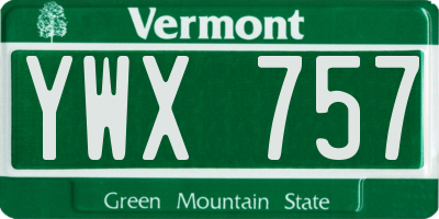VT license plate YWX757