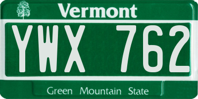 VT license plate YWX762