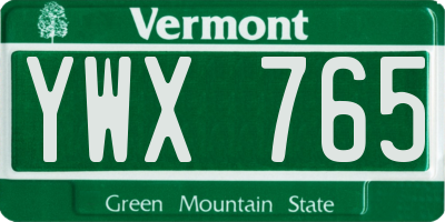 VT license plate YWX765