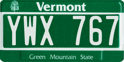VT license plate YWX767