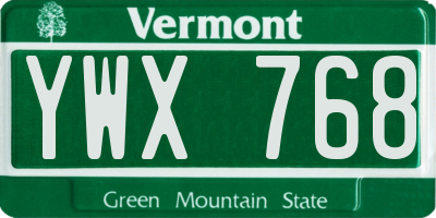 VT license plate YWX768