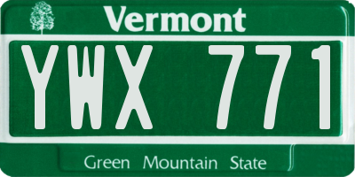 VT license plate YWX771
