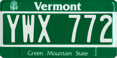 VT license plate YWX772