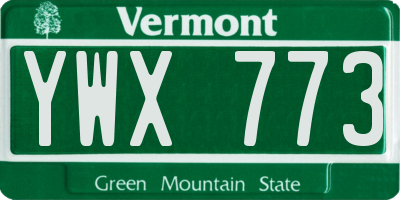 VT license plate YWX773