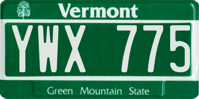 VT license plate YWX775