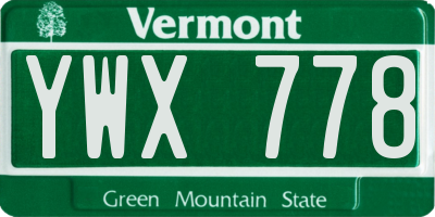 VT license plate YWX778