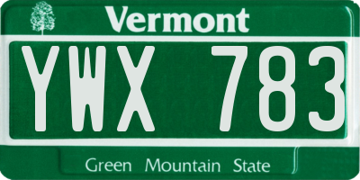 VT license plate YWX783