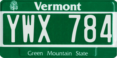 VT license plate YWX784