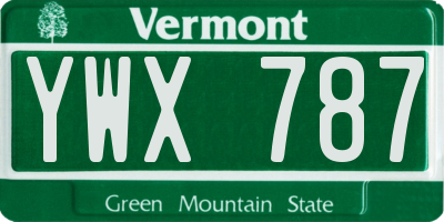 VT license plate YWX787