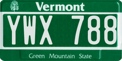 VT license plate YWX788