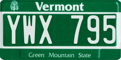 VT license plate YWX795