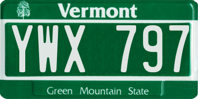 VT license plate YWX797