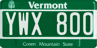 VT license plate YWX800