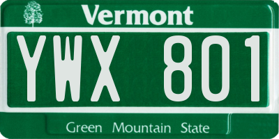 VT license plate YWX801