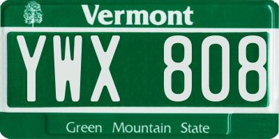 VT license plate YWX808