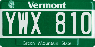 VT license plate YWX810