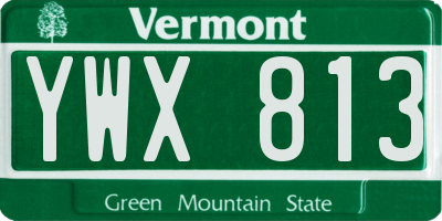 VT license plate YWX813