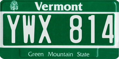 VT license plate YWX814