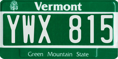 VT license plate YWX815