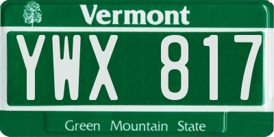 VT license plate YWX817
