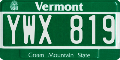 VT license plate YWX819