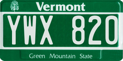 VT license plate YWX820