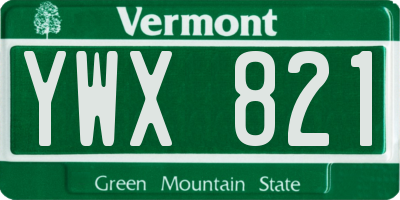 VT license plate YWX821