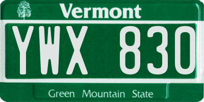 VT license plate YWX830