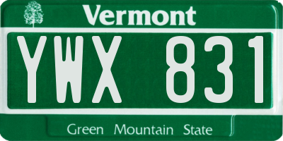 VT license plate YWX831