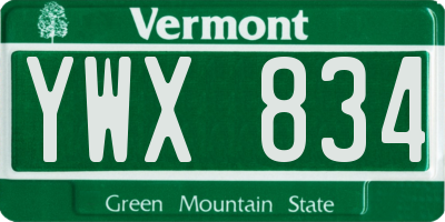 VT license plate YWX834