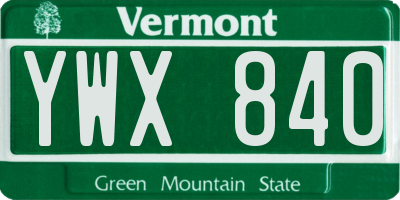 VT license plate YWX840