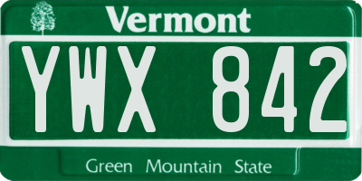 VT license plate YWX842