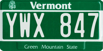 VT license plate YWX847