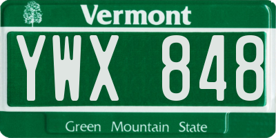 VT license plate YWX848