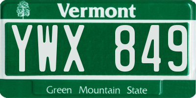 VT license plate YWX849