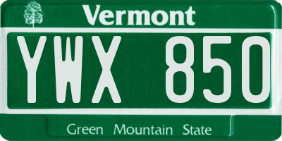 VT license plate YWX850