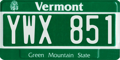 VT license plate YWX851