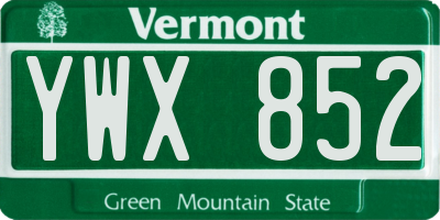VT license plate YWX852