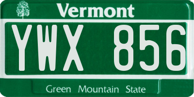 VT license plate YWX856
