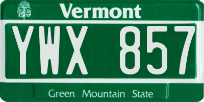 VT license plate YWX857