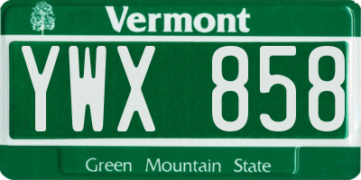VT license plate YWX858