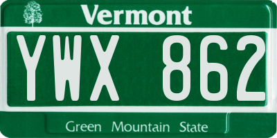 VT license plate YWX862