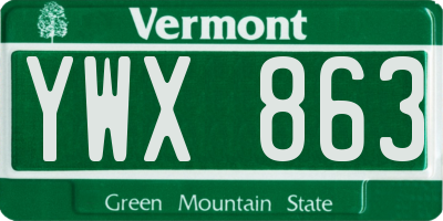 VT license plate YWX863